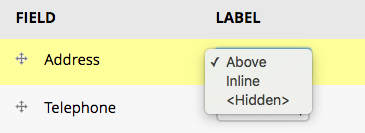 Field Label Display Options