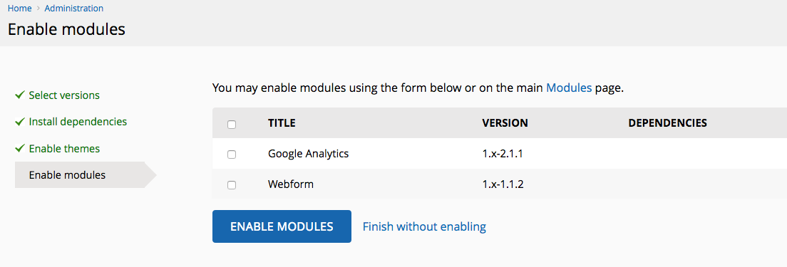 Enable Modules