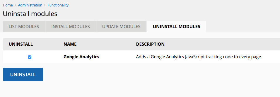 Uninstall module