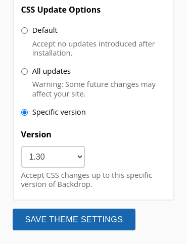 A screenshot showing the configuration options for supplemental css ui module.